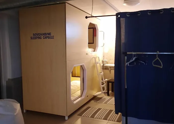Hostel Sleeping Capsule In A Shared Odense